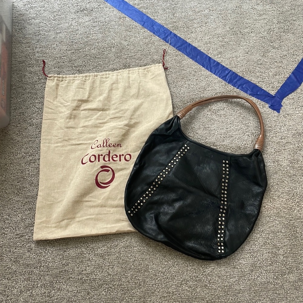 Calleen Cordero black and silver leather handbag